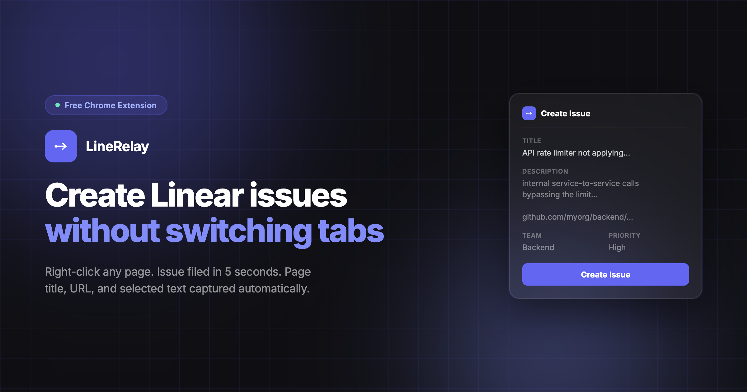 Line Viewer Plugin LineRelay — Chrome Extension to Create Linear Issues Without Switching Tabs